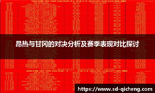 yy易游昂热与甘冈的对决分析及赛季表现对比探讨